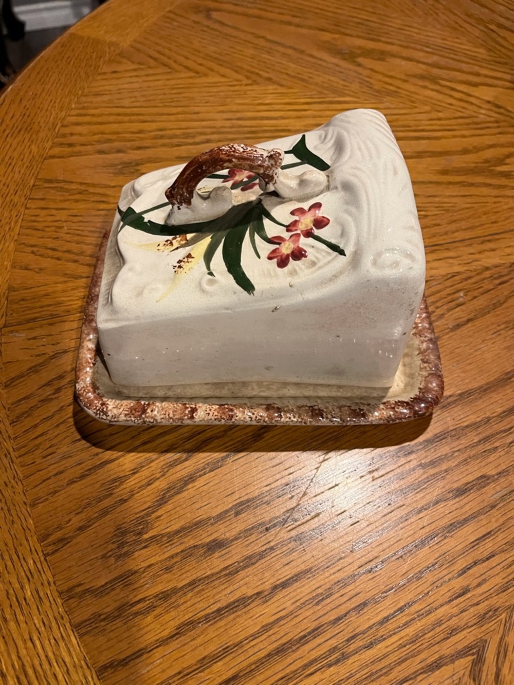 Vintage Cheese Dish with Floral Lid